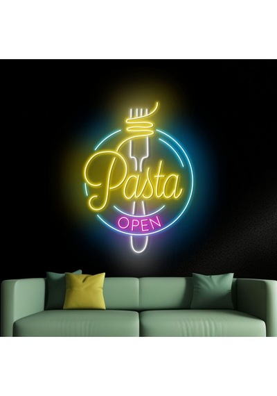 Pasta Open Yazılı Ve Şekilli Neon Tabela Çok Renkli