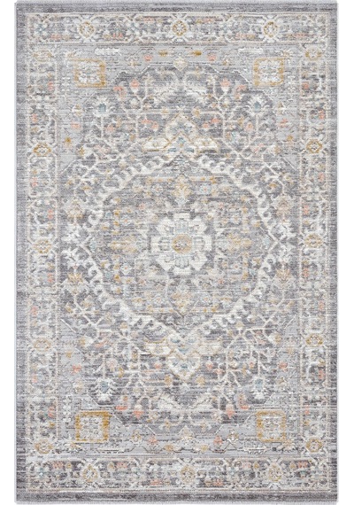 Cool Halı Zaraf Açık Gri Klasik Göbekli Etnik Desen Vintage Halı Oturma Odası Salon İnce Yazlık Halı
