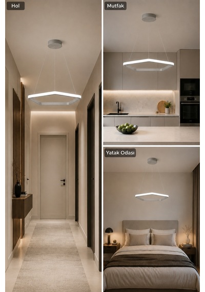 AvizeGO Titan Led Sarkıt Avize Beyaz Işık Gri