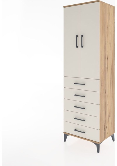 Hyperion Dolap 3 Raflı 5 Çekmeceli 2 Kapaklı 60x44x195 Çam-ay... Çam