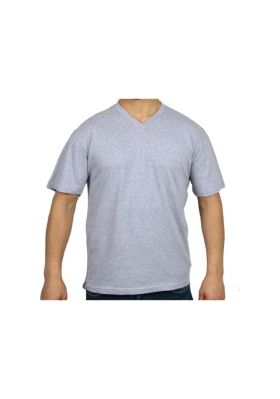 Ceylin Gri V Yaka T-Shirt Kısa Kol