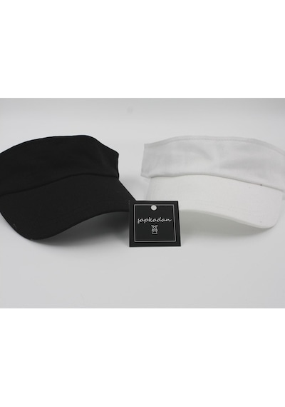Şapkadan Unisex Uv Koruyucu Vizör Kasket Siperlik Tenis Şapka Beyaz-Siyah (505475956)