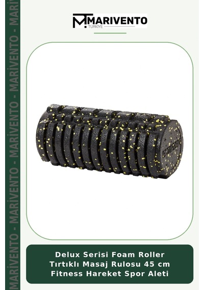 Delux Serisi Foam Roller Tırtıklı Masaj Rulosu 45 Cm Fitness Hareket Spor Aleti Siyah - Sarı