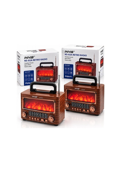 İbreli Şömineli Radyo - Retro Am - Fm - Sw Usb - Type-c Sarjlı Bt - Tf - Usb Speaker Ns-02a Pl-4731 5570