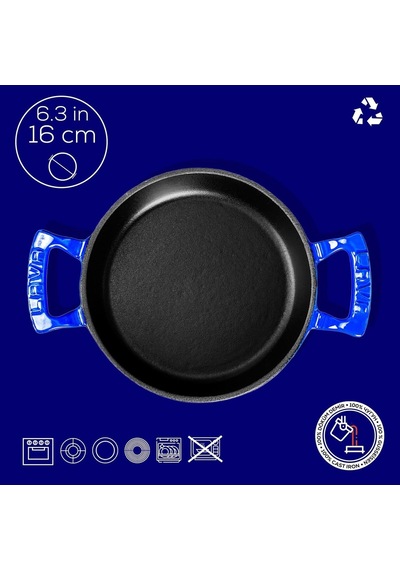 Lava Döküm Yuvarlak Sahan Döküm Demir Yekpare Çift Kulplu Çap Ø 16cm. Mavi Diğer