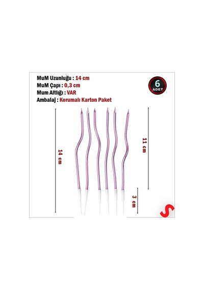 Mum-altlıklı-spiral-6 Adet- Pembe