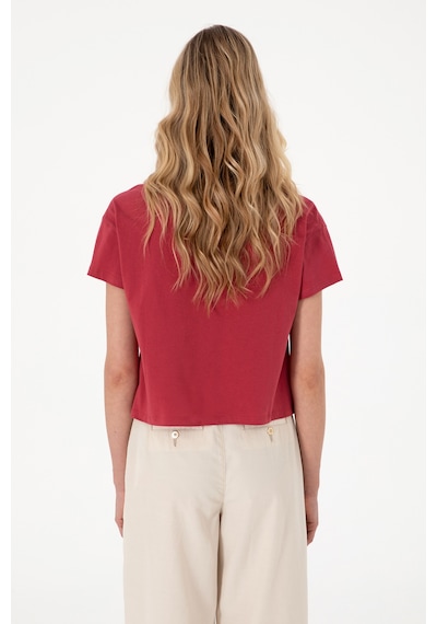 U.S. Polo Assn. Kadın Vişne Bisiklet Yaka Tişört 50299735-VR223