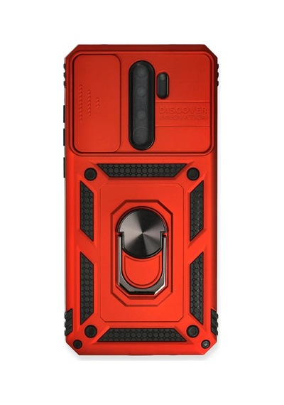 Xiaomi Redmi Note 8 Pro Kılıf Pars Lens Yüzüklü Silikon - Kırmızı Kirmizi