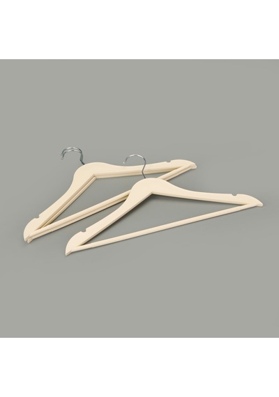 Living Ahşap Görünümlü 3'lü Plastik Askı - Krem - 43x23 Cm Çok Renkli