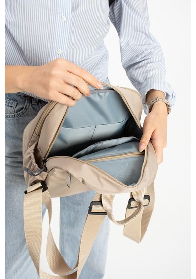 Baginn Kadın Sırt Çantası Ultra Hafif Paraşüt Kumaş Su İtici Kumaş Günlük Sırt Çantası Ölçüsü 30 24 Cm Krem