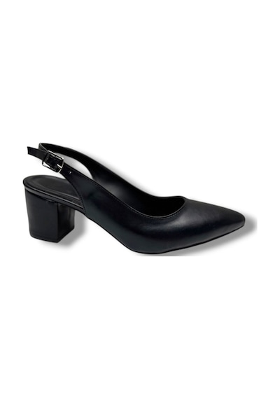 C-shoes Cv100-26 Cilt Sivri Burun Kalın Topuklu Kadın Ayakkabı 6cm Siyah