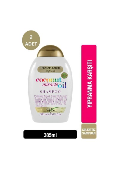Ogx Yıpranma Karşıtı Coconut Miracle Oil Şampuan 385 Ml X2