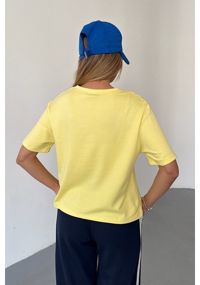 Giysa Kadın Bisiklet Yaka Regular Fit Basic T-shirt Sarı - Ms0001353 Sarı