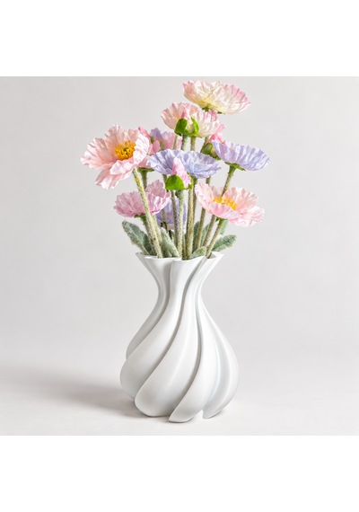 Silk Wave Spiral Bioplastik Vazo Kırılmaz Dekoratif Modern Minimalist Ev Aksesuarı Beyaz