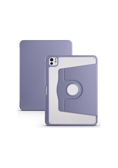 Apple Uyumlu iPad Pro 11 2025 M5 Kılıf Mkst Termik Kalem Bölmeli Dönebilen Standlı Kılıf - Lavendery Gray Tablet Kılıfı