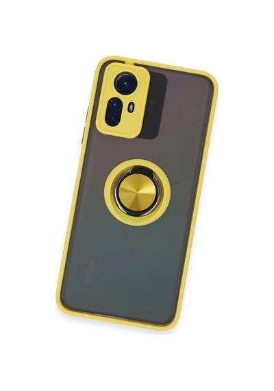 Gld-spt- Newface Xiaomi Redmi Note 12s Kılıf Montreal Yüzüklü Silikon Kapak - Sarı