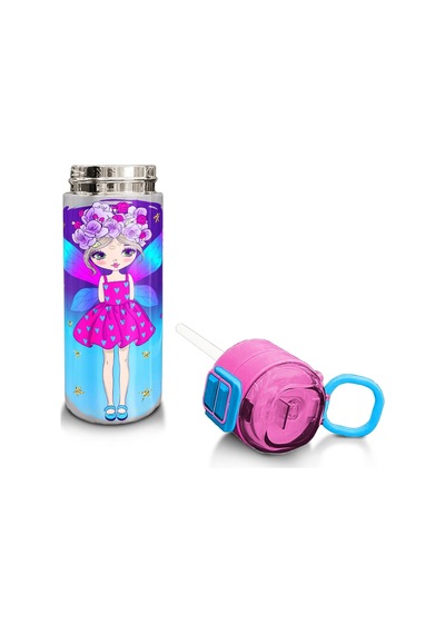 Coral High Kids Pembe Mavi Peri Desenli Pipetli Ve Direkt İçim Çelik Termos 500 Ml 31803 Pembe - Koyupembe