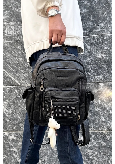 Just Polo Kadın Siyah Orijinal İthal Çok Gözlü Su Geçirmez Ultra Hafif Sırt Çantası Shopper