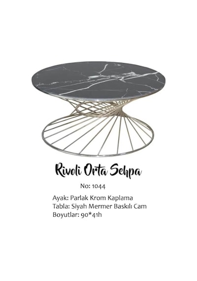 Brc Rivoli Orta Sehpa Model 1044 Siyah Mermer Düz Cam Metal Trans (411767809)