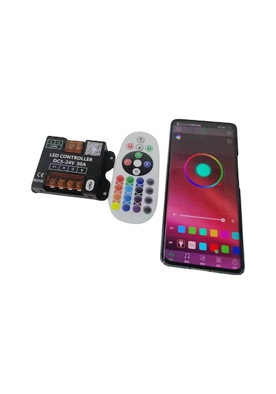 5 V-24 V 30 A 25 Tuş Kumandalı Ve Bluetoothlu Cep Telefonundan Rgb Rf Led Kontrol