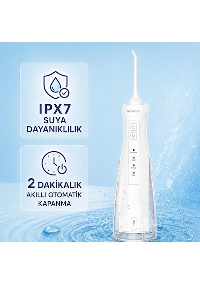 Nicefeel Fc5610 Taşınabilir,şarjlı,masajlı,diş Teli/protez Bakım Profesyonel Ağız Duşu-beyaz