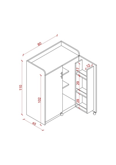 Lüks 2 Kapılı Çok Amaçlı Kiler Dolabı %100 Mdf Erzak Organizer Mutfak Dolabı Mk08 Kül Gri