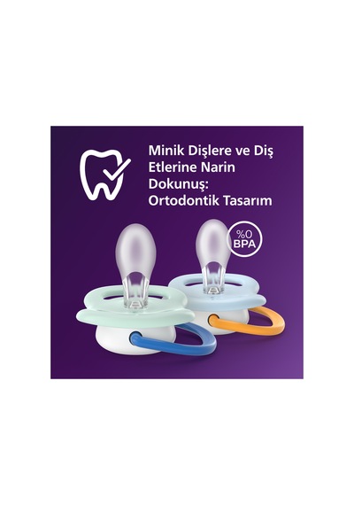 Ultra Air Emzik, Ortodontik, 0-6 Ay, Erkek, Scf080/23 Turuncu Kaplan