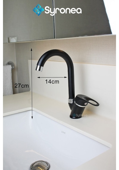 Kısa Siyah Mix Lavabo Bataryası Aç Kapa Banyo Lavabo Musluk Siyah