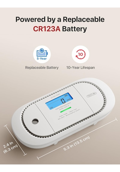 X-sense Karbonmonoksit Alarmı, Dijital Lcd Ekranlı, 5 Yıl Değiştirilebilir Pil Ve Tepe Değer Hafızalı Co Dedektör Alarmı, Xc01-r