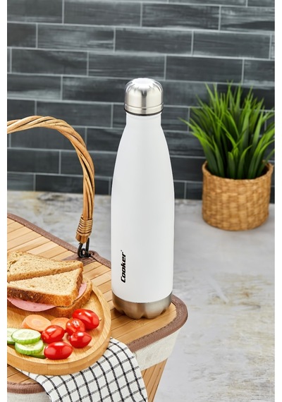 Cooker Hydrokeep 500 Ml Paslanmaz Çelik Şişe Termos Ckr2071 Beyaz