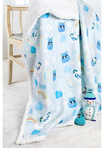 Fluffy Bebek Battaniyesi 80x100 CmDream Kundak Puset Çift Taraflı Koyun Tüyü Battaniye
