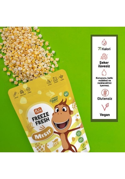 Pol S Freeze Fresh Dondurularak Kurutulmuş Kukuli Mısır 25 Gr 20 G