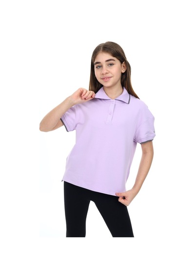 Toontoy Kids Toontoy Kız Çocuk Baskılı Polo Yaka Çıtçıtlı Kısa Kollu Tişört - Yırtmaçlı Lila Toontoy Kids Toontoy Kız Çocuk Baskılı Polo Yaka Çıtçıtlı Kısa Kollu Tişört - Yırtmaçlı Lila