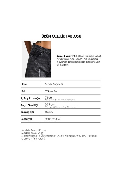 Itsbasic Kadın Füme Renk 4s6-14 Süper Baggy Paça Detaylı Tasarım Denim Jean Itsbasic Kadın Füme Renk 4s6-14 Süper Baggy Paça Detaylı Tasarım Denim Jean