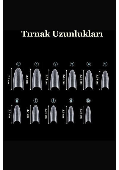 Protez Tırnak 500'lü Jel Orta Oval Yarım Ay Tips Yarımay Beyaz
