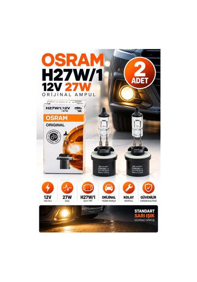 Osram H27w/1  12v 27w Halojen Sis Farı Ampulü 2 Adet