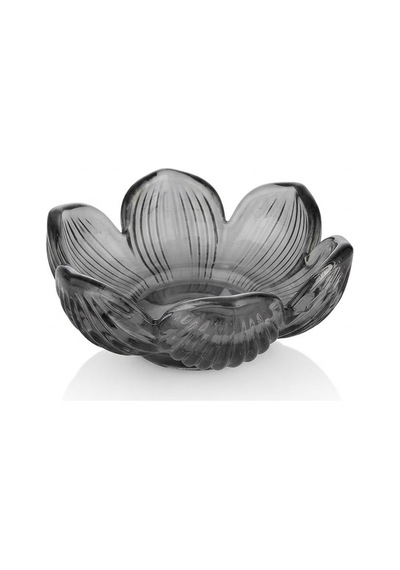 6'lı Füme Cam Çiçek Formlu Lokumluk & Sosluk / Reçellik Seti 8x3 Cm