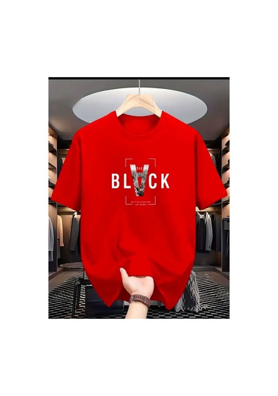 Medinenur Black Baskılı Basic T-shirt Kırmızı