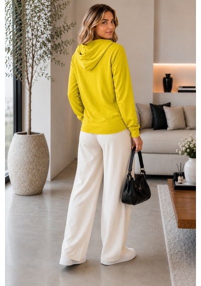 Unika Boutique Kadın Kapüşonlu Çilek Hırka Yağ Yeşli