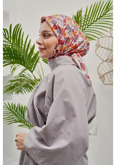 Afvente Çiçek Desen Pembe Soft Pamuk Eşarp
