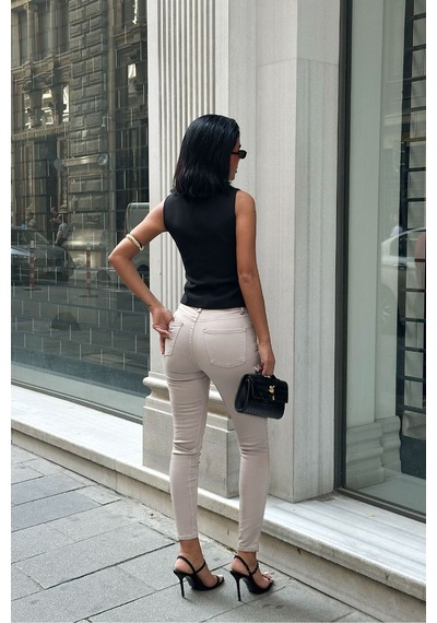 HLT Jeans Kadın Krem Süper Skinny Fit Yüksek Bel Likralı Esnek Jean Kot Pantolon Jennie-2003