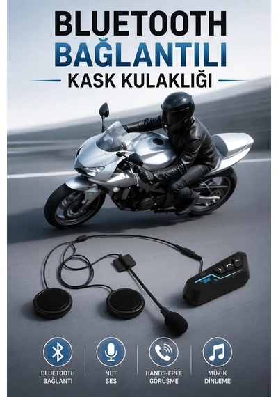 Kask Kulaklığı Motosiklet Intercom Interkom Dinleme Konuşma Özellikli Su Geçirmez 54781702