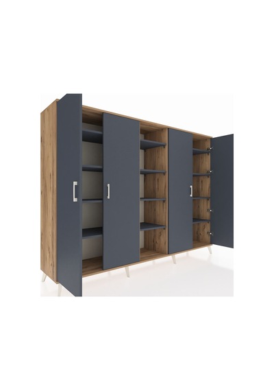 Hyperion Dolap 12 Raflı 4 Kapaklı 220x44x163 Çam-antrasit Çam-antrasit