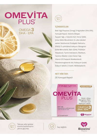 Biowins Pharma Omevita Plus Omega 3 Dha Epa Multivitamin Multimineral 30 Yumuşak Kapsül