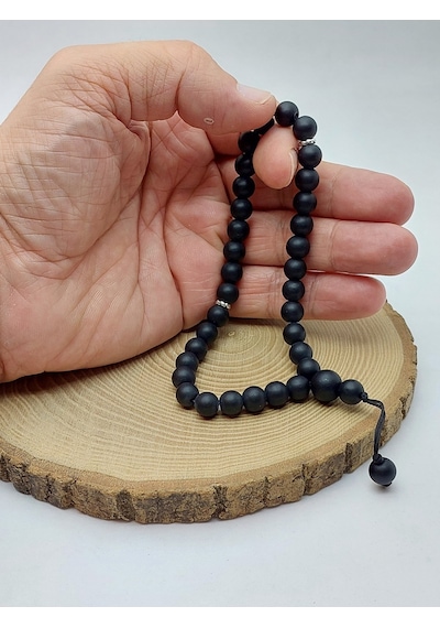 Oniks Taşı Mat 33lük Özel Tasarım Tesbih 8mm 1262 Çok Renkli