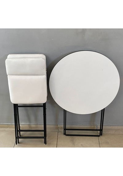 Mutfak - Balkon Masa Sandalye Takımı Beyaz Masa 80 Cm