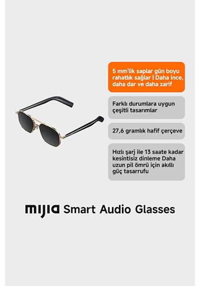 Xiaomi Mijia Akıllı Sesli Gözlük Bluetooth Kulaklık Pilot-Style