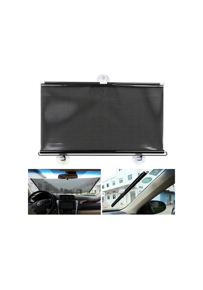 Sn-22142 Siyah 50x125cm Otomatik Storlu Vantuzlu Araç Ön/arka Cam Güneşliği