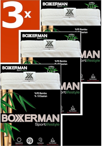 Tatkan - 3'lü - Erkek Bambu Sport Boxershort Beyaz-beyaz-beyaz