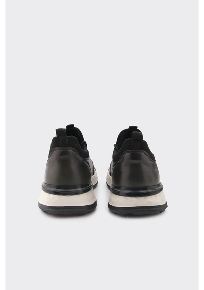 Derinet Hakiki Deri Lastik Bağcıklı Erkek Sneaker Haki Haki